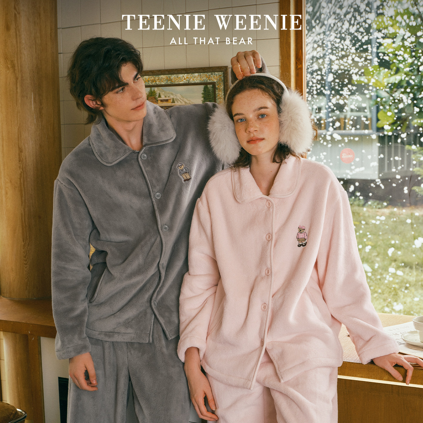 TeenieWeenie小熊冬季睡衣情侣2026新款加绒加厚锁温保暖女家居服