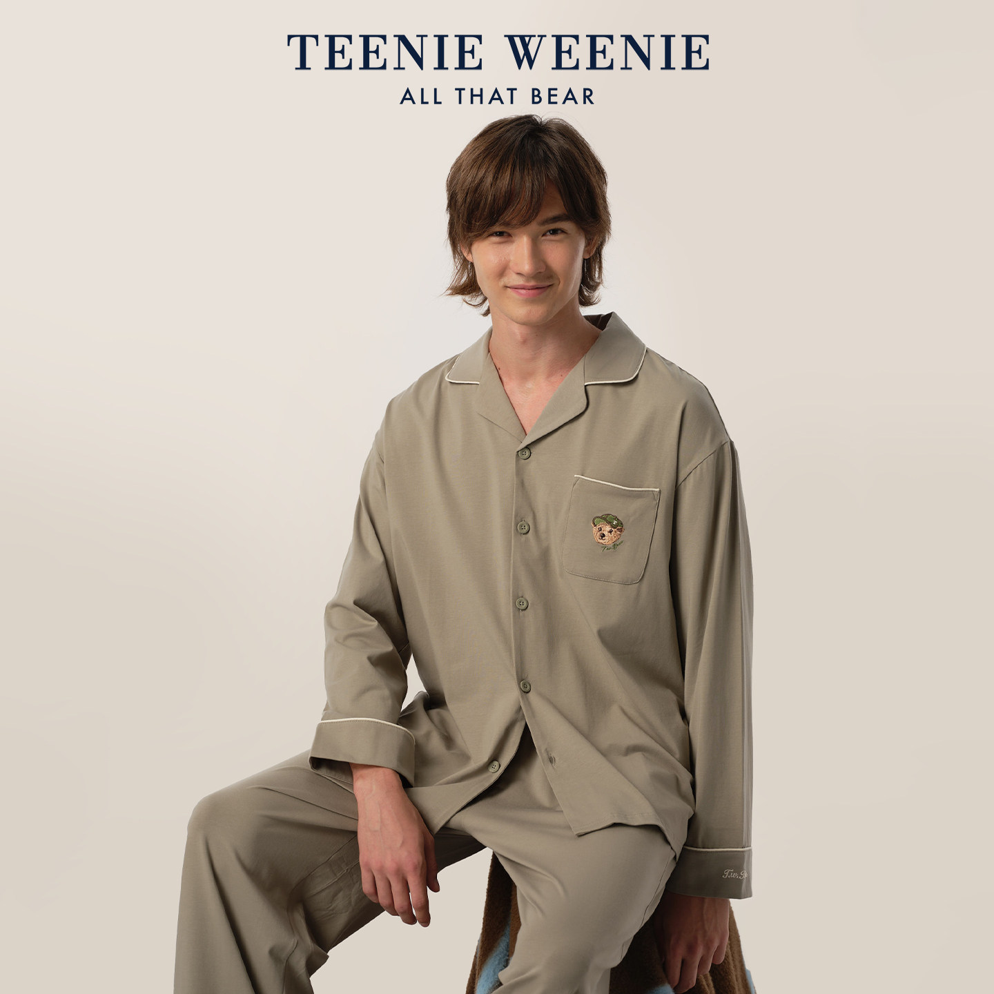 TeenieWeenie小熊男士睡衣春款纯棉长袖2026年新款情