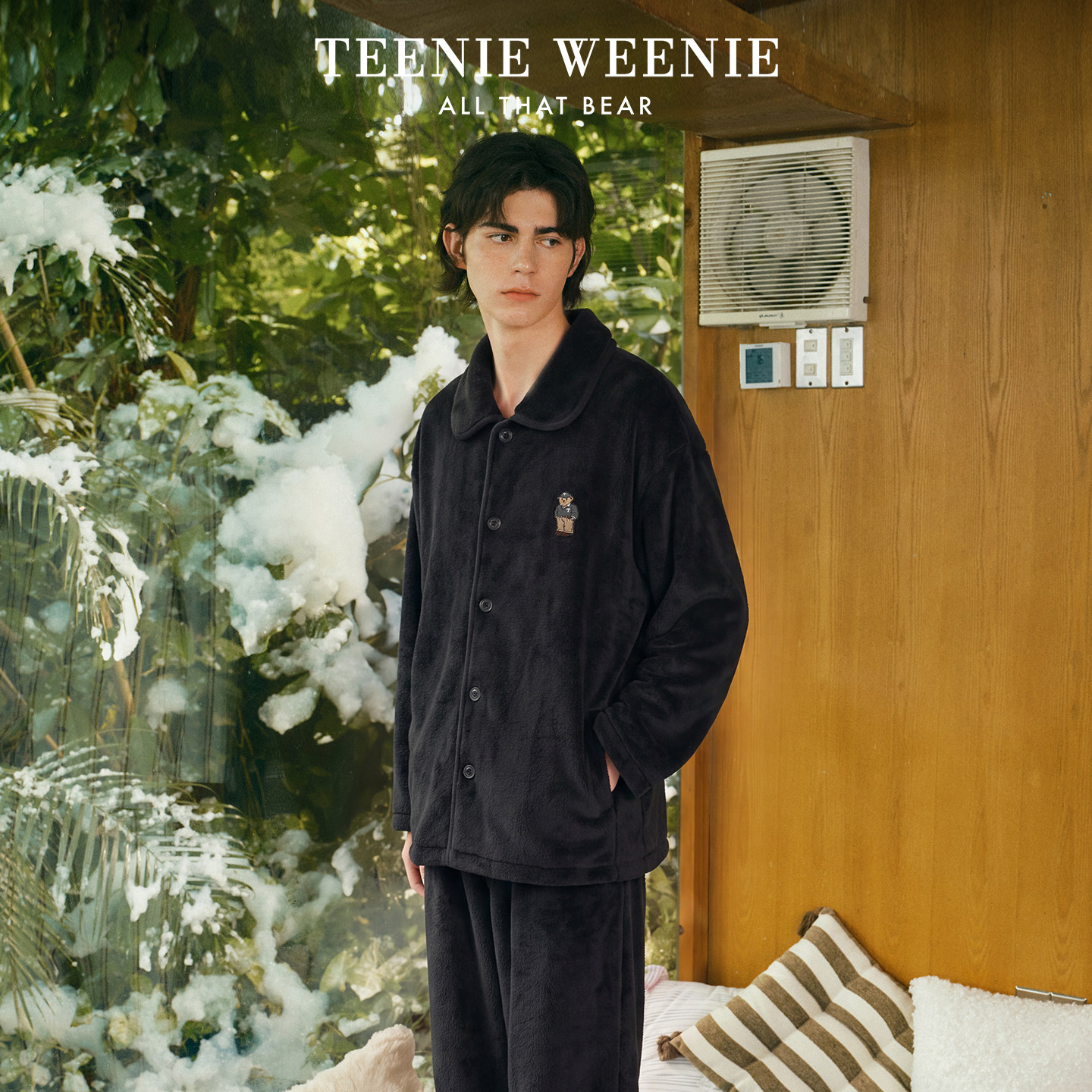 TeenieWeenie小熊冬季睡衣男加绒加厚保暖法兰绒2026新情侣家居服