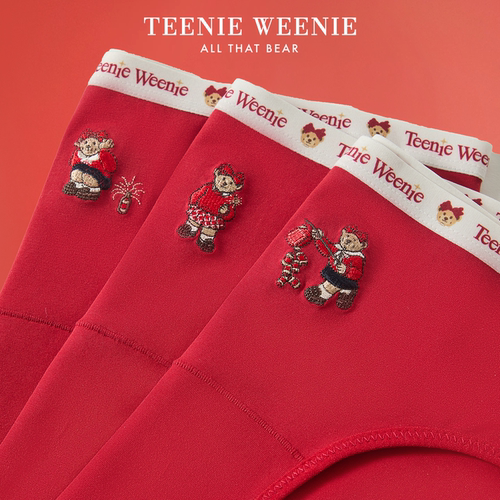 TeenieWeenie小熊红色纯色女内裤