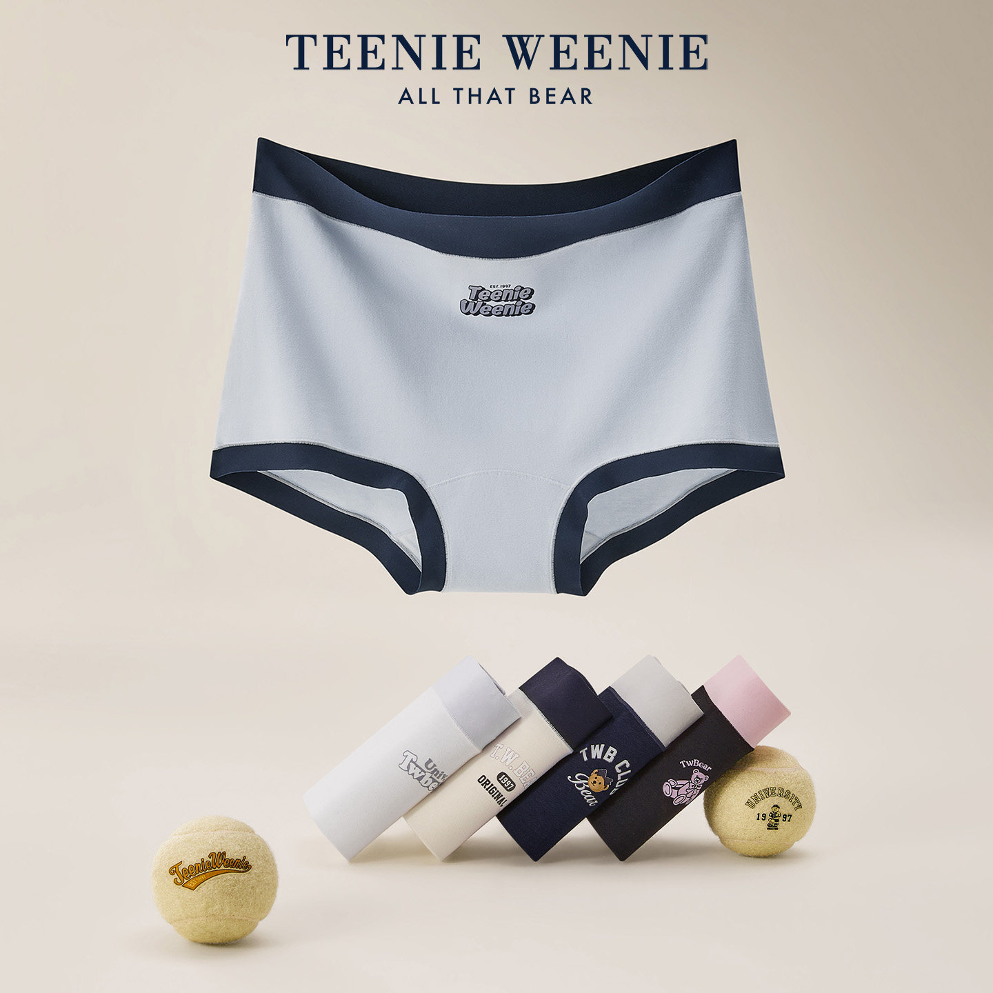 TeenieWeenie小熊纯棉平角内裤女士2026新款10A抑菌女生四角短裤