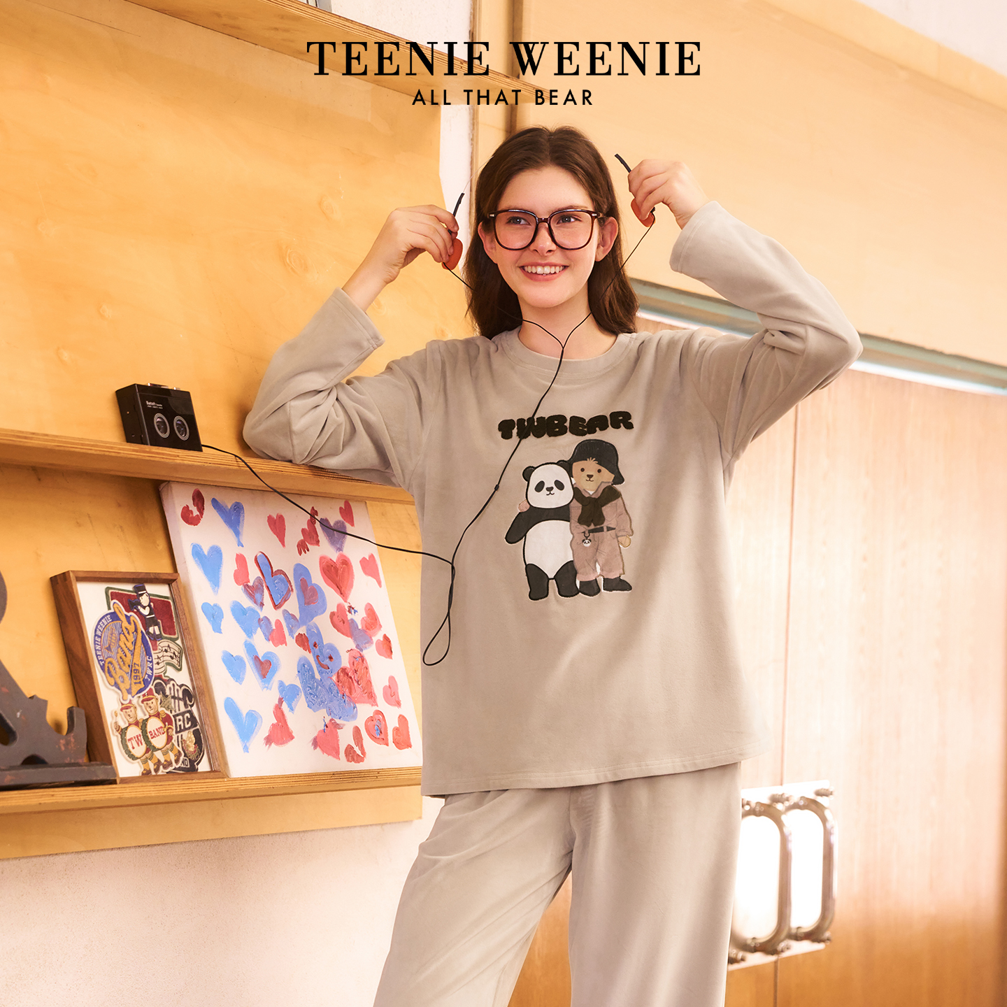 TeenieWeenie小熊睡衣女海岛绒