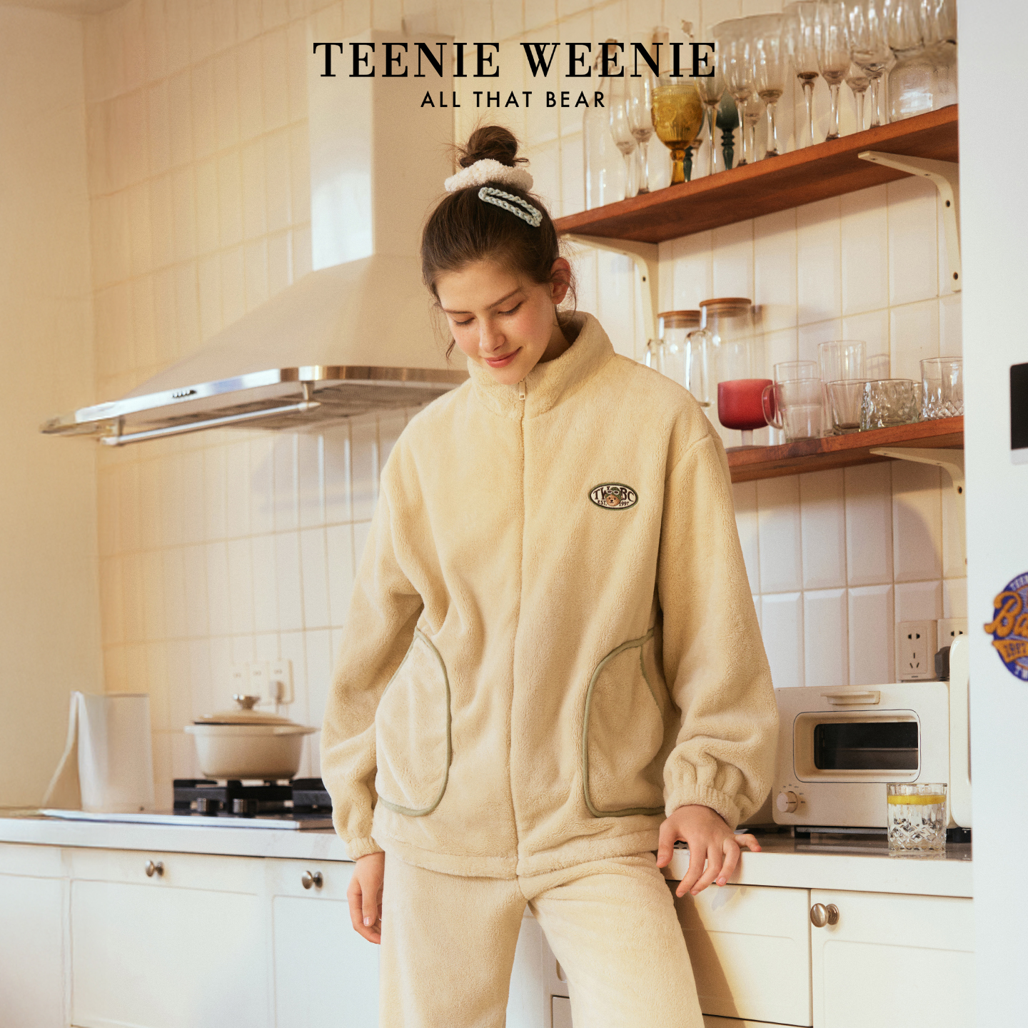 小熊睡衣女款加绒加厚保暖家居服