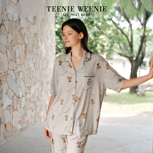 TeenieWeenie小熊莱赛尔睡衣女款春夏季短袖套装可爱印花家居服