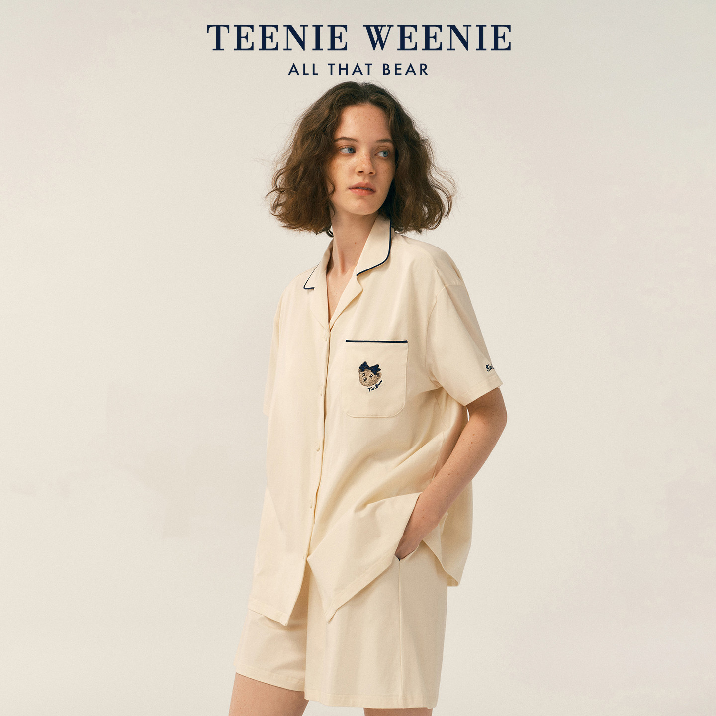 TeenieWeenie小熊睡衣女款2026新款夏季情侣纯棉男士家居服套装
