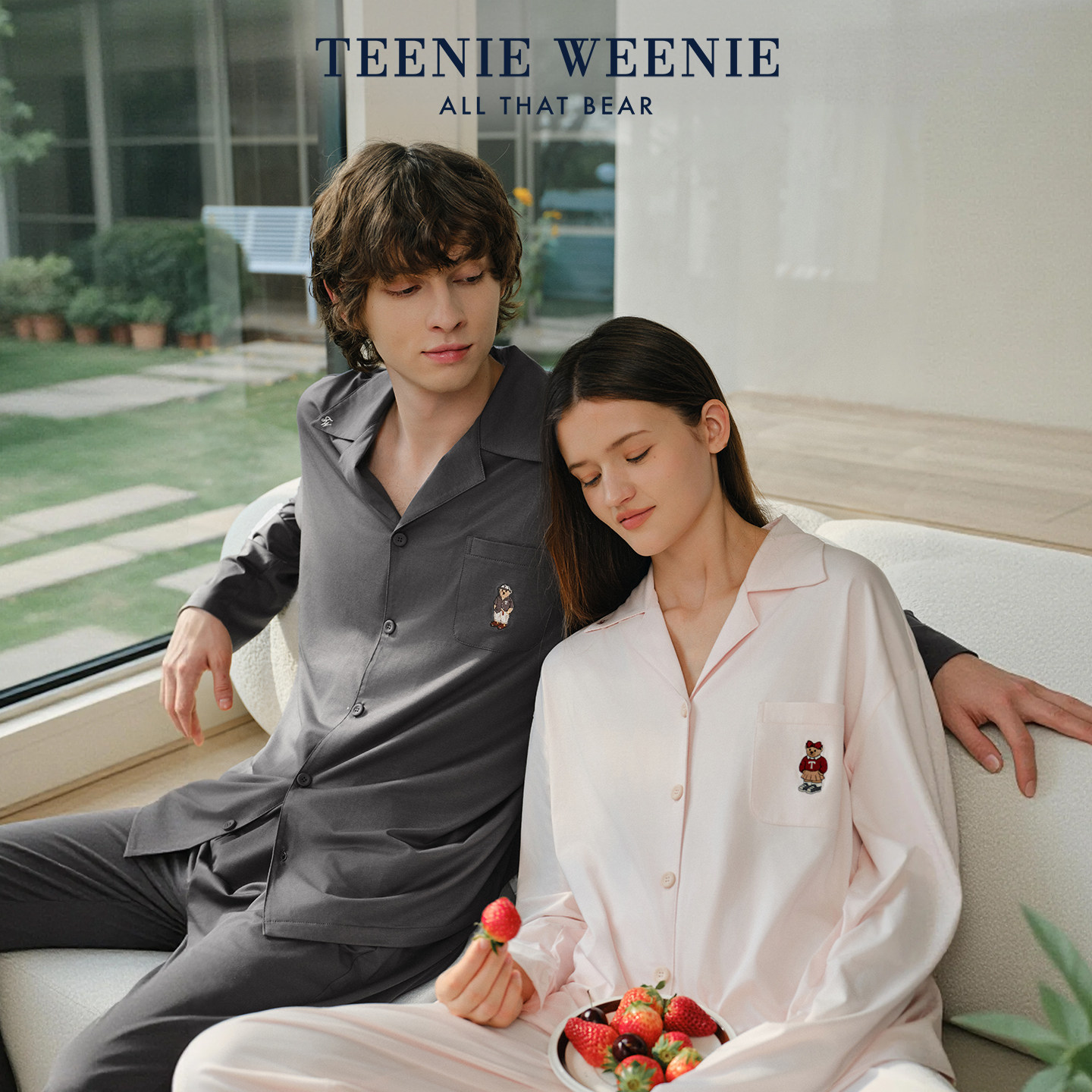 TeenieWeenie小熊情侣睡衣2026春夏新款长袖长裤高级
