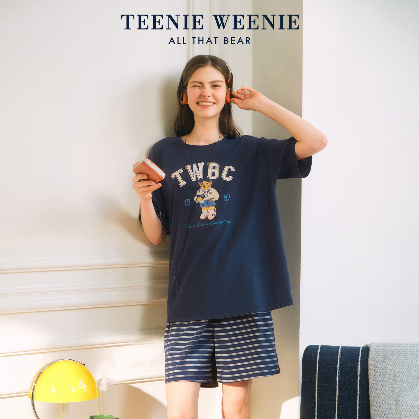 TeenieWeenie小熊纯棉睡衣女款2026新款夏季复古学院