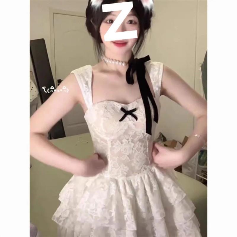 甜辣风波点吊带连衣裙套装女薄款连衣裙
