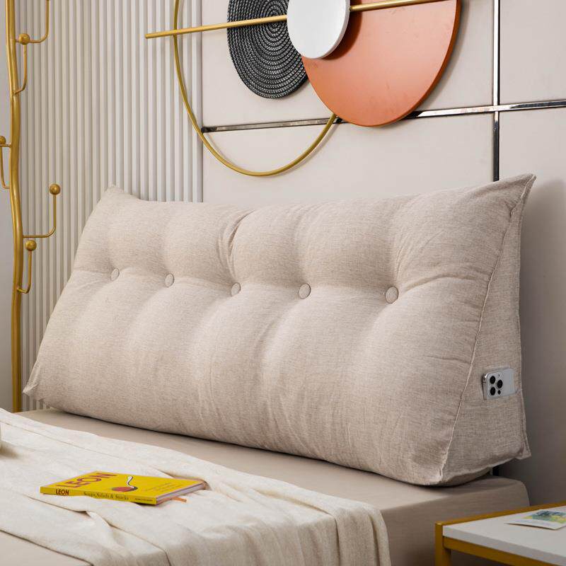 可拆洗简约三角棉麻床头靠垫宿舍卧室靠枕大靠背沙发靠枕抱枕护腰