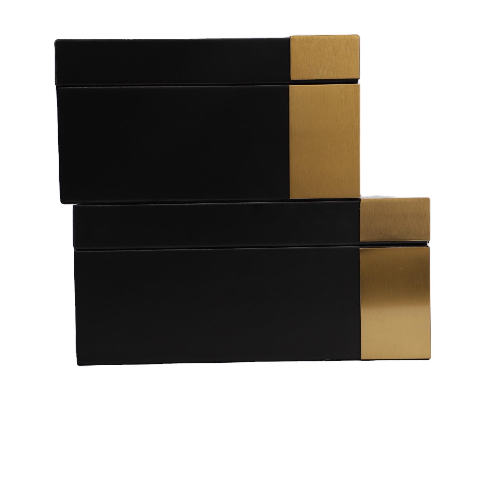 中式简约金属皮革储物盒样板间家居衣帽间收纳首饰盒软装饰品摆件