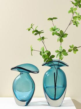 轻奢创意花边琉璃家居样板房软装饰品客厅餐桌玻璃花瓶插花器摆件