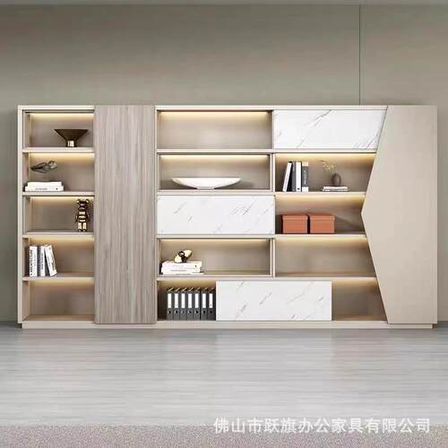 办公室文件柜书柜木质带锁老板桌背景柜子档案柜收纳储物柜隔断柜