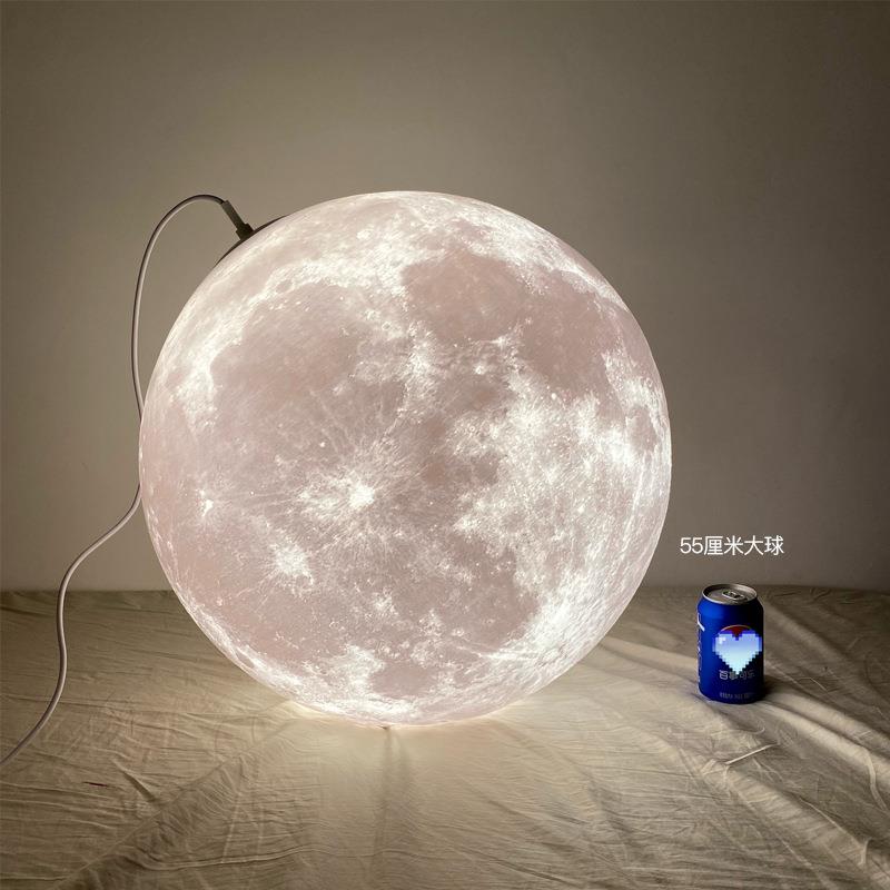 3d打印月亮月球吊灯卧室床头儿童房阳台飘窗文艺酒吧网红星球吊灯
