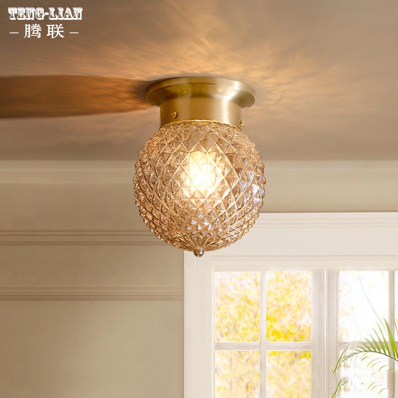 美式简约过道阳台卧室小吸顶灯装饰吸顶灯全铜大气楼梯玄关灯具