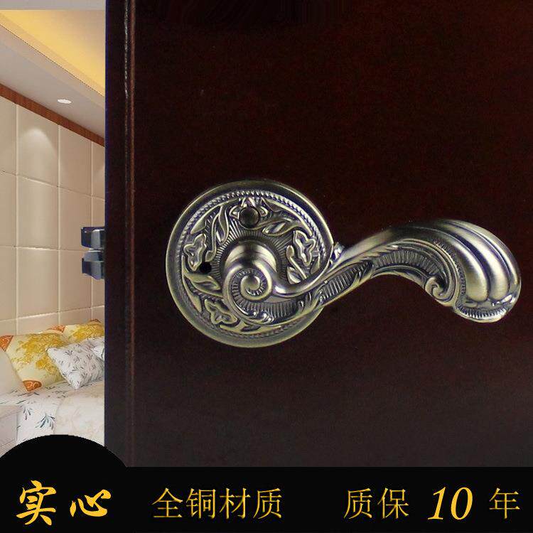 台湾泰好铜锁 0505 ACU欧式卫生间室内门锁全铜青古铜把手锁