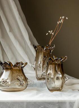 简约轻奢风创意琉璃花瓶窗口异形花器餐桌居家客厅软装台面玻璃瓶