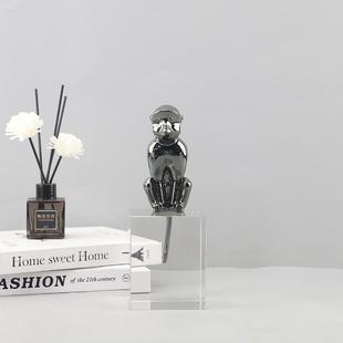 北欧创意水晶底座金属小猴子装饰摆件客厅玄关电视柜软装家居饰品