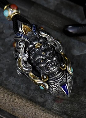 复古不动明王项链男小众新中式独特霸气高级感配饰吊坠个性做旧