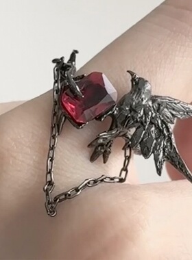 恋与深空周边流苏戒指秦彻乌鸦cos个性小众暗黑系朋克风辣妹指环