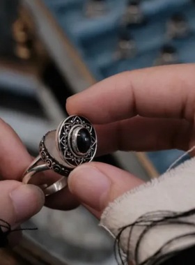 vintage中古风可打开装东西戒指女复古小众高级感欧美潮流指环