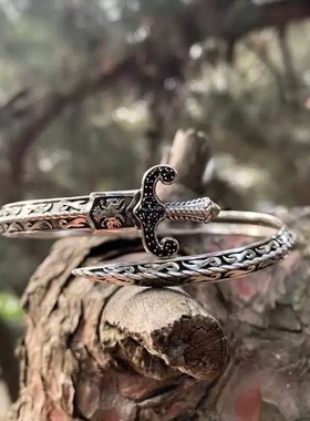 vintage复古宝剑手镯男女高级感小众新中式独特潮流手环配饰个性