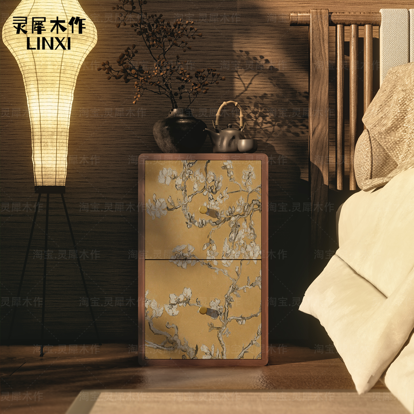 新中式实木床头柜小型家用卧室超窄收纳柜30公分床边极窄夹缝柜子