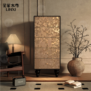 新中式五斗柜实木斗橱卧室客厅实木收纳柜储物柜家用边柜靠墙立柜