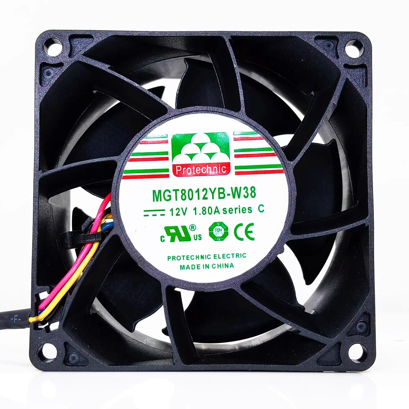 全新Protechnic MGT8012YB-W38 12V 1.80A 8038 8CM 4线 散热风扇