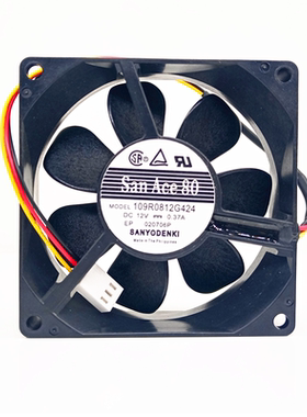 原装三洋 109R0812G424 8025 12V 0.37A 8cm厘米防水耐用散热风扇