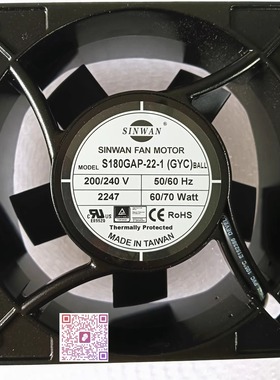 全新SINWAN S180GAP-22-1 200/240 V 60/70 Watt 17689 散热风扇