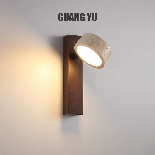 可旋转日式黄洞石床头壁灯