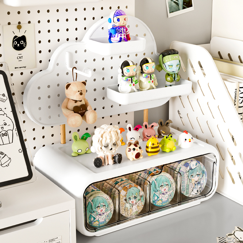 桌面收纳盒抽屉式分格收纳盒办公室宿舍桌面书桌文具洞洞板置物架