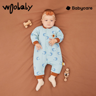 woobaby婴儿夹棉连体衣秋冬男女通用清仓特卖