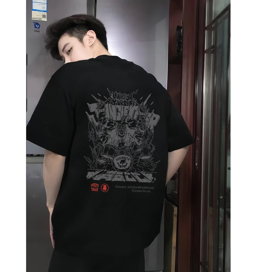 重磅纯棉美式潮牌短袖男宽松个性T恤
