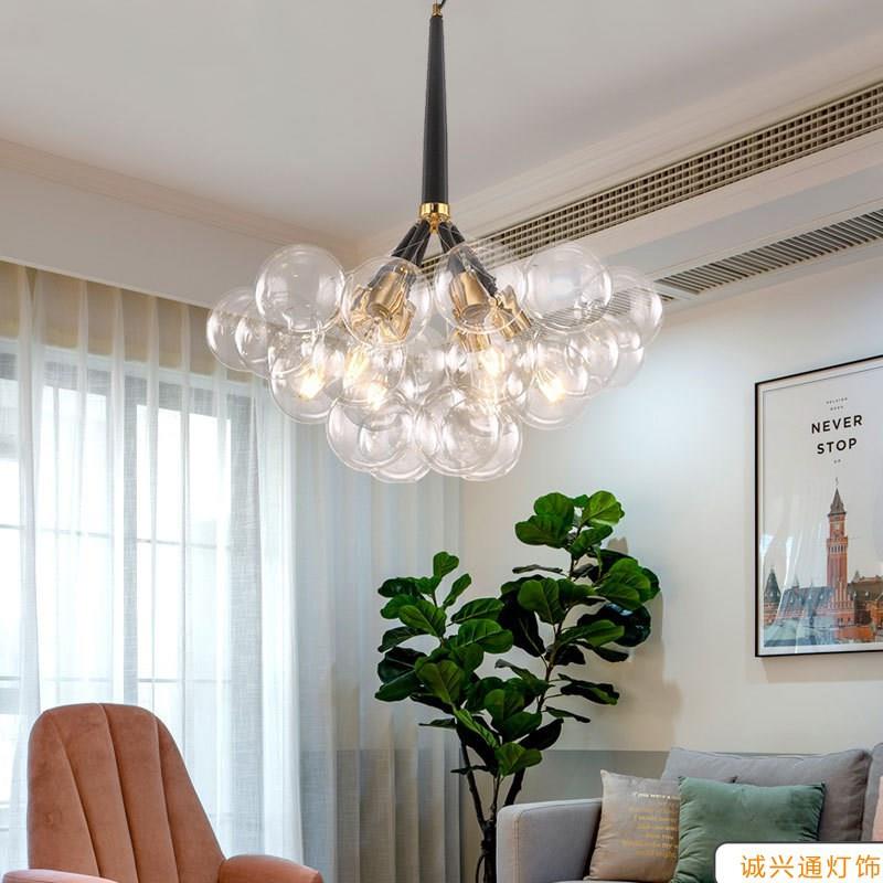 北欧个性创意餐厅吊灯设计师服装店led网红泡泡分子客厅卧室灯具