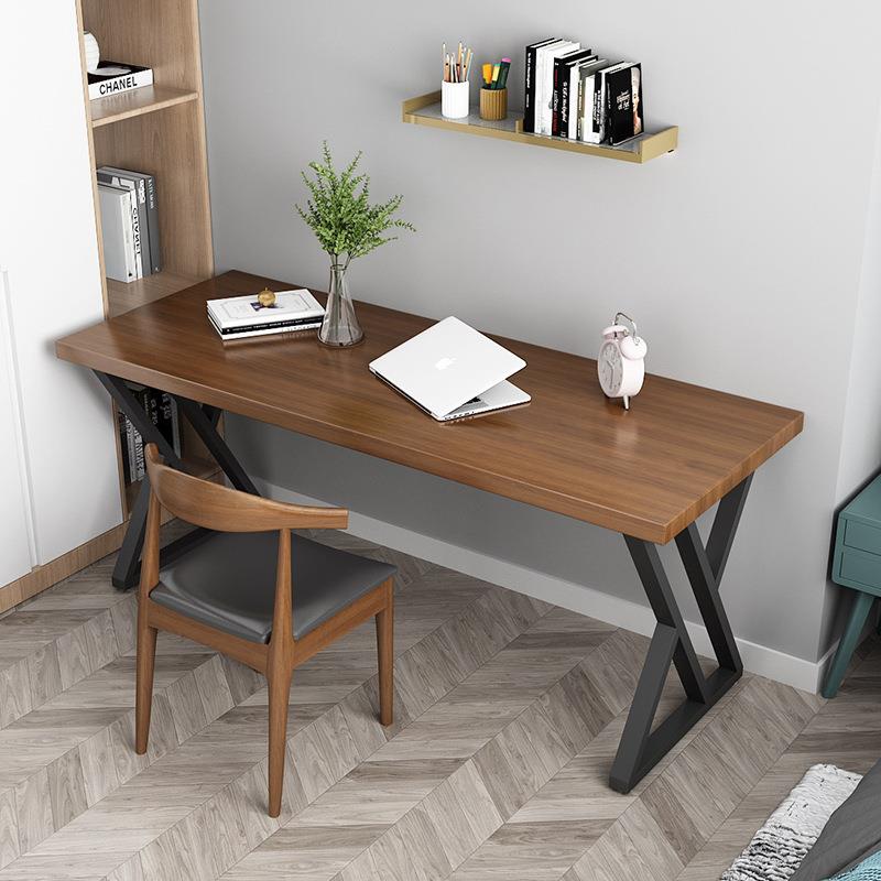 简约实木书桌家用书房学习工作台现代铁艺职员单人电脑桌办公桌