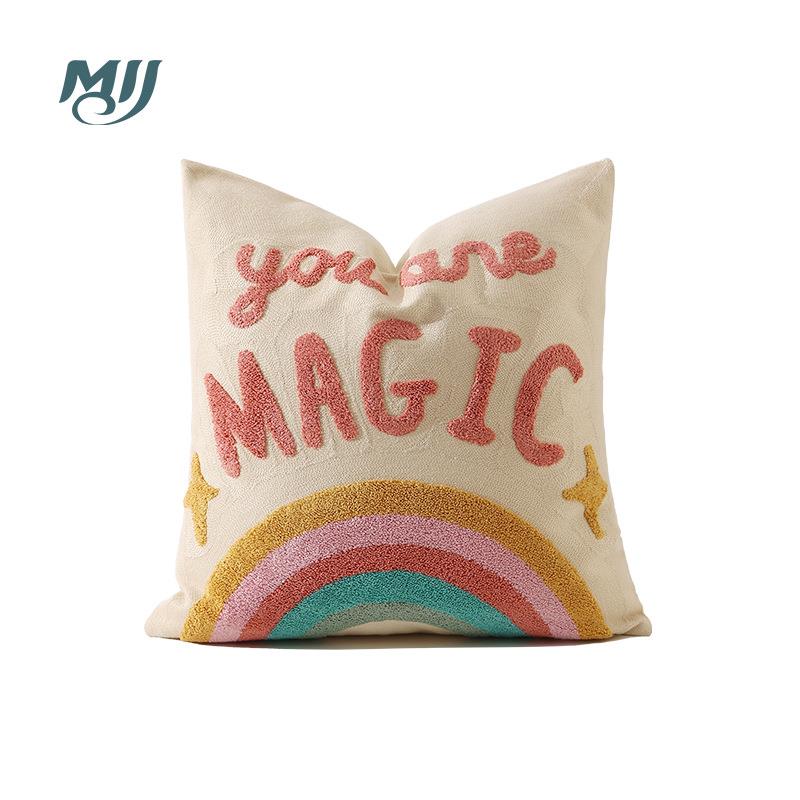 名杨织秀新品毛线绣花沙发靠垫套新中式简约立体花型抱枕办公腰靠