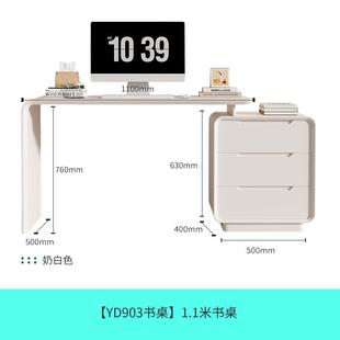 奶油风电脑台式 法式 桌家用办公桌书柜一体桌书房轻奢现代转角书桌