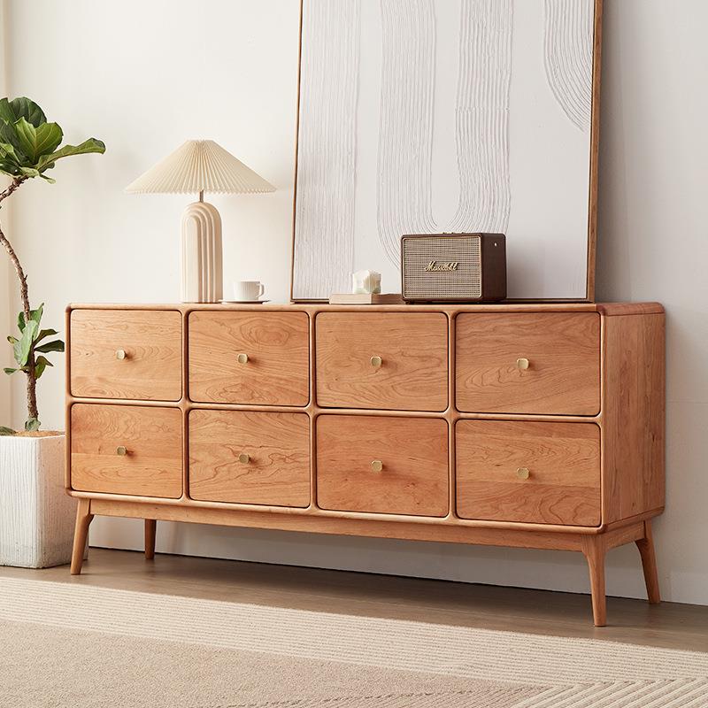 卧室大容量收纳柜北欧实木斗柜原木风抽屉餐边柜客厅储物靠墙长柜