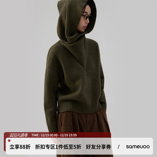 散养文化「围城」带围巾抬头毛衣