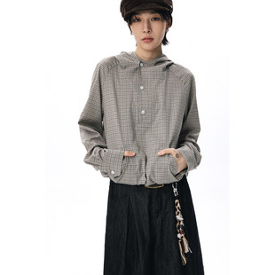 散养文化sameuoo「自由因子」连帽格子长袖衬衫春