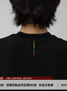 sameuoo散养文化「小彩派对」纯色短袖t恤女夏中性风正肩情侣t男