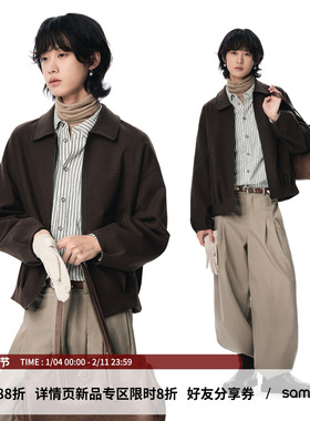 sameuoo散养文化「野方」挺括毛呢短外套立体花苞褶夹克 摩登中性