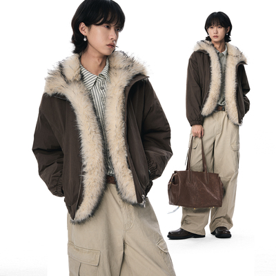 「寒垣」毛边装饰短款外套