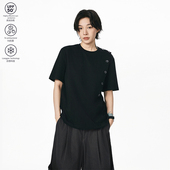 sameuoo散养文化「盾影」中性风黑色短袖 t女纯色凉感半袖 夏上衣男