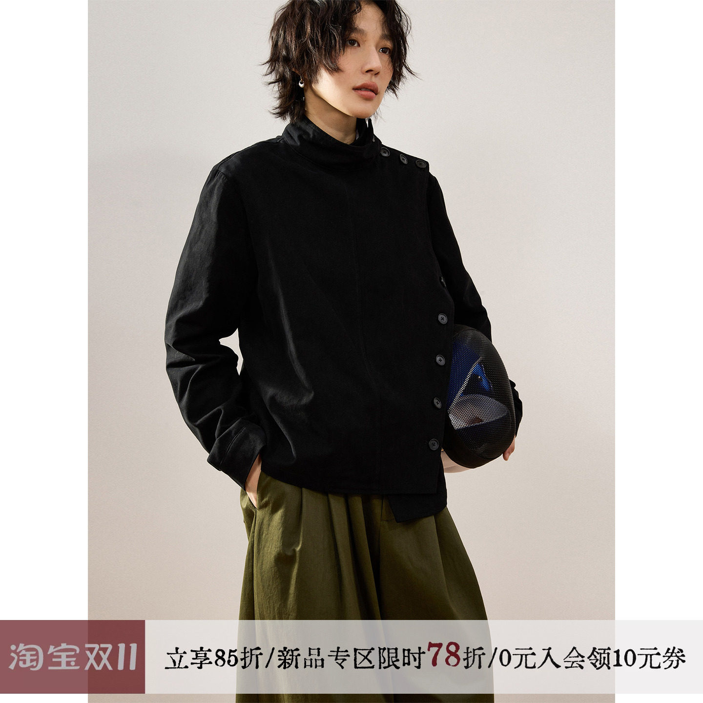 sameuoo散养文化「击剑玩家」机车夹克上衣女春季不规则设计外套