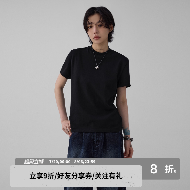 sameuoo散养文化「小彩派对」修身正肩短袖t恤女男夏中性风基础t