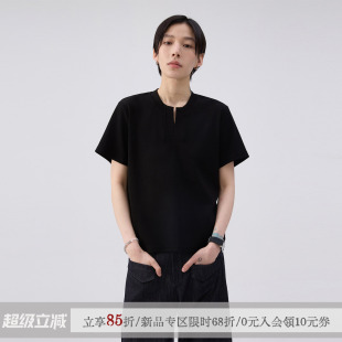 sameuoo散养文化「甜茶」正肩短袖t恤女夏季V领中性风短款上衣