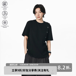 t女纯色凉感半袖 sameuoo散养文化「盾影」中性风黑色短袖 夏上衣男
