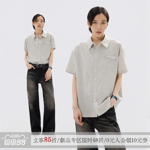 「彩羽」100%棉短袖衬衫夏